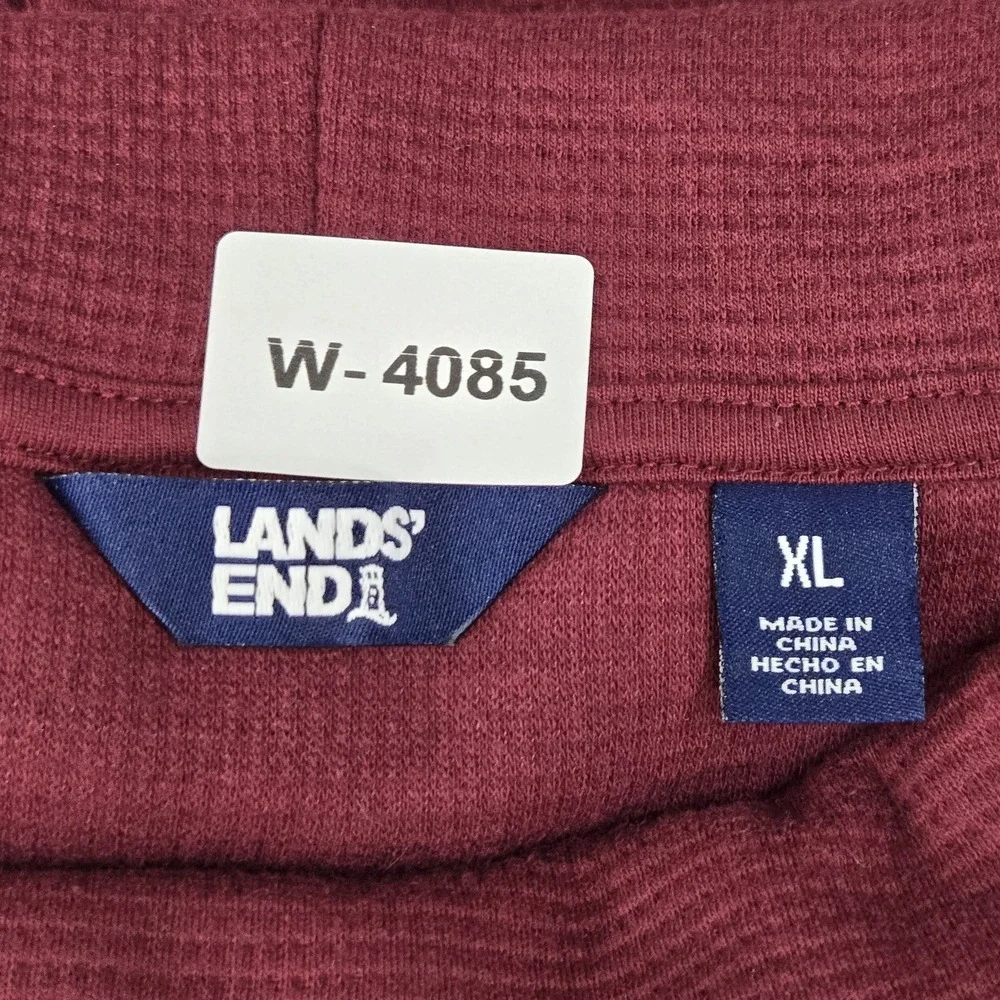Lands'‎ End Women Shirt XL Burgundy Long-Sleeve Waffle Funnel Neck NWT